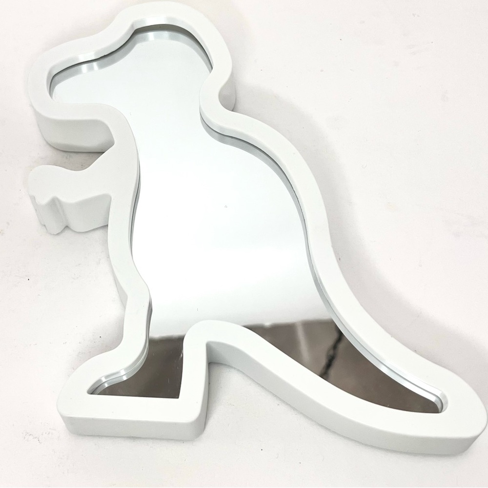T-Rex Dinosaur Wall Mirror – Kids Room Decor – White Silhouette Mirror